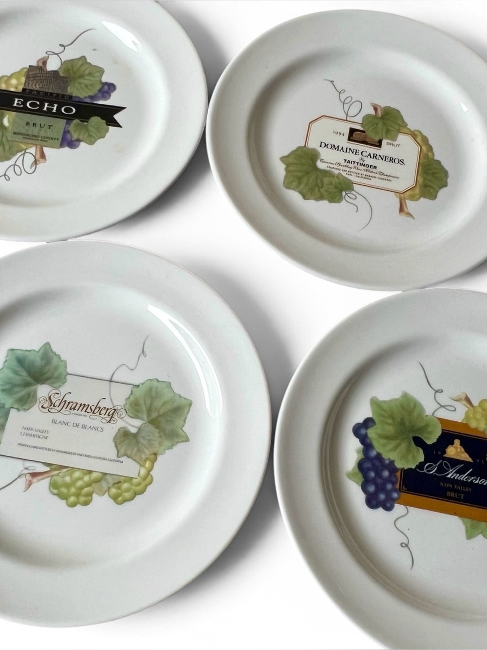 Wedgewood Grand Gourmet Wine Plates 4 Sparkling 4 Still Wine Silver Oak Kistler